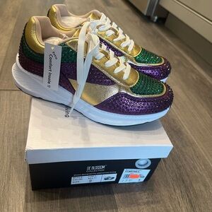 Women's Gold and Purple Mardi Gras Sneakers